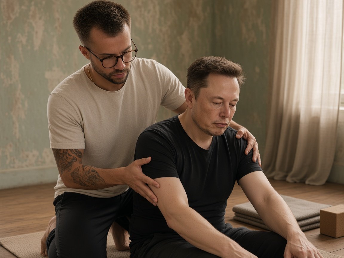 Flo guiding a private client through a seated stretch